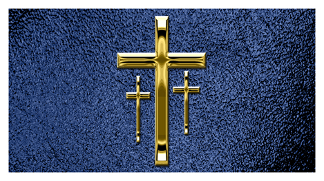 143 DA25-517-GD-SH-BL Gold 3 Crosses Shimmer Blue